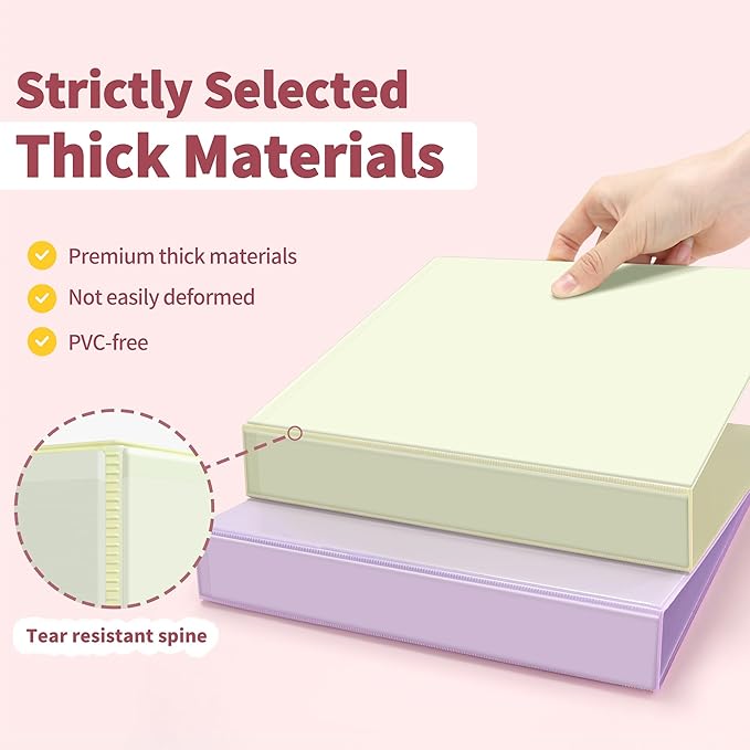 SUNEE 3 Ring Binder 1 Inch D Ring, Clear View Binder Three Ring PVC-Free (Fit 8.5x11 Inches) for School or Office Supplies, Assorted Pastel, 4 Pack