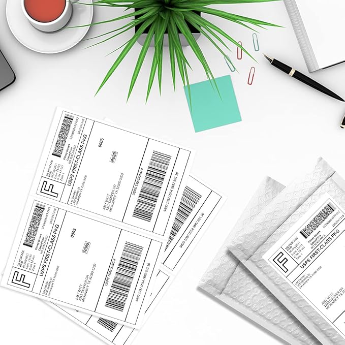 2000 Half Sheet Self Adhesive Shipping Labels for Laser Inkjet Pinters, 8.5 x 5.5 inches (1000 Sheets, 2000 Labels)