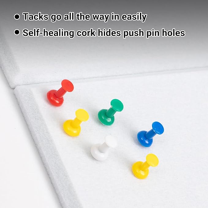 AKTOP White Cork Bulletin Board 24"x36", 6 Pack Removable Felt Cork Board Tiles for Wall, Large 2 x 3 Bulletin Board Notice Pin Board for Office, School & Home, 24 Safe Adhesive Tabs, 20 Push Pins