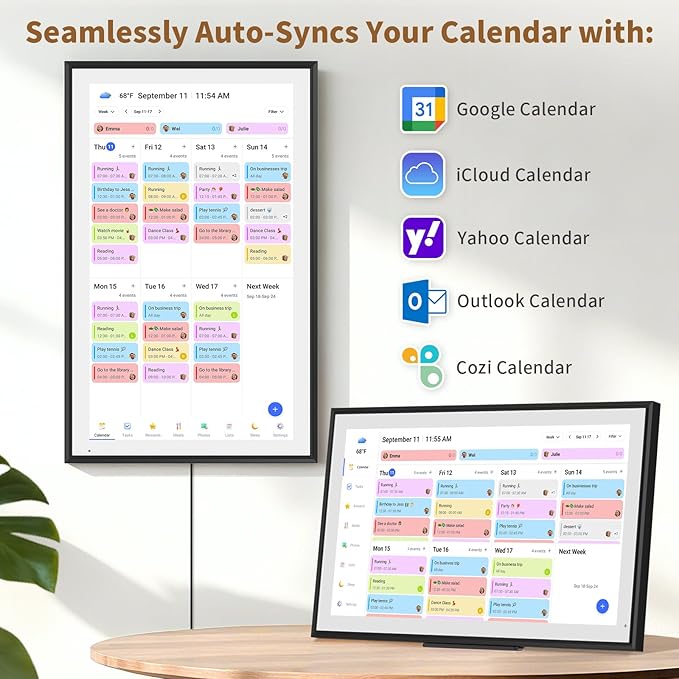 Canupdog 21.5 Inch Digital Calendar, Electronic Planner & Chore Chart, Task Rewards System, Family Photo Display, Syncs with Online Calendars, Interactive Display for Family Schedules, Christmas Gifts for Women Mom