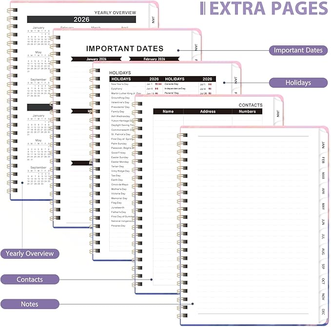 2026 Planner, Weekly and Monthly Calendar Planner Agenda, Jan 2026 - Dec 2026, Planning Academic Book, Office Desk Accessories and School Supplies - A5 (6.3'' x 8.5'')