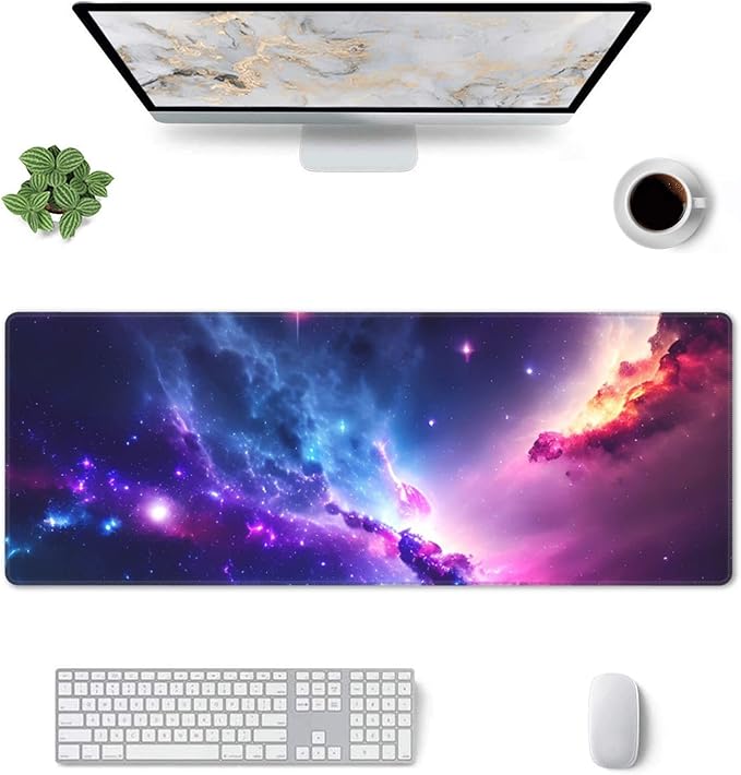 Colorful Night Sky Extended Big Mouse Pad Large,XL Gaming Mouse Pad Desk Pad,31.5x11.8inch Long Computer Keyboard Mouse Mat Mousepad with 3mm Non-Slip Base for Home Office Work