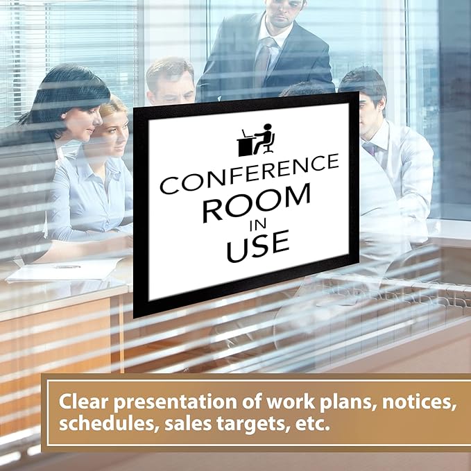 8.5"x11" Magnetic Sign Holder, Double Sided Window Self-Adhesive Frame, Transparent PVC and Strong Magnetic Display Frame for Home/Office/Poster/Certificate/Child Artwork Display (Black,6Pack)