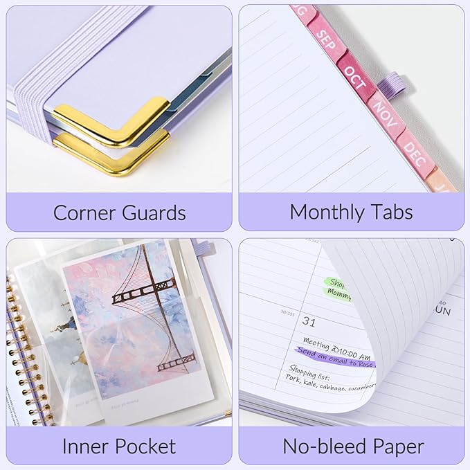 Jul 2025 - Dec 2026 Planner, Forvencer Academic Planner 2025-2026, 18 Month Daily Planner, 8.5" x 11", Weekly & Monthly Agenda Book, Hardcover Calendar Book, School Supplies for Student Teacher, Purple