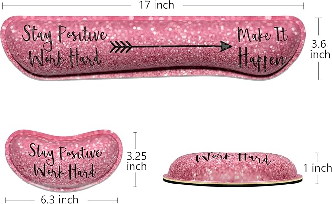 Dapesuom Enlarge Keyboard Wrist Rest, Memory Foam Wrist Cushion for Desk Mats Support, Typing Pain Relief Keyboard Mouse Pad Rests Set with Non-Slip Base for Gaming Laptop Office Computer, Quotes