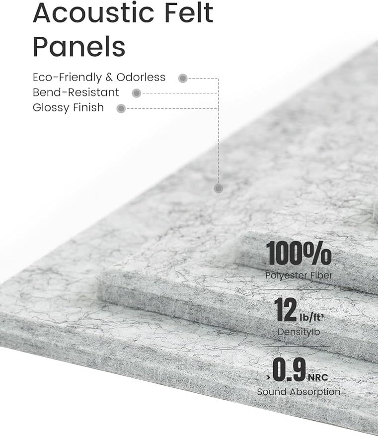 Large Felt Bulletin Board 36" x 24"Cork Board Alternative-6 Pack with 40 Safe Removable Adhesive Tabs, Cork Boards for Walls Cork Board for Home Office Classroom Pin Board-Marble Gray