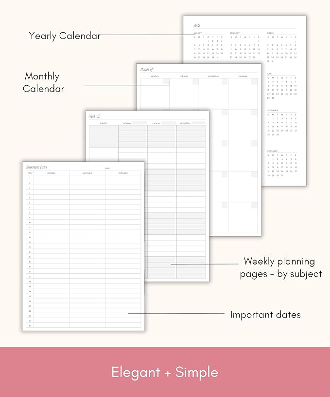 Lamare Teacher Planner 2025-2026 Academic Year – Undated Planner & Lesson Planner Book for Teachers with Class Schedule, Student Info & Weekly Planning