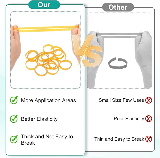 uxcell 180Pcs Rubber Bands, 7.87 x 0.18 Inch Elastic Stretchable Rubber Bands Home Office Supplies for File Folders Little Boxes Securing Trash Can, Yellow