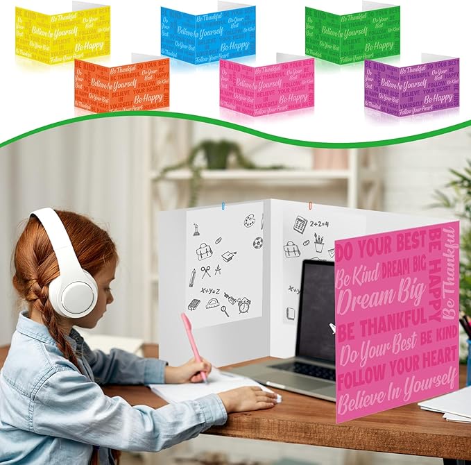 Cinrobiye 24 Pcs Inspirational Privacy Folders Standard for Students Cardboard Shields Test Privacy Boards Motivational Words Desk Dividers Shield for Classroom School Study Supplies (Classical)