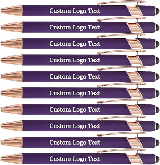 Custom Engraved Ballpoint Pens Bulk, Personalized with Name/Logo, Black or Blue Ink, Smooth Writing for Office, School, Business, Church, Reunion Purple 50 Pcs
