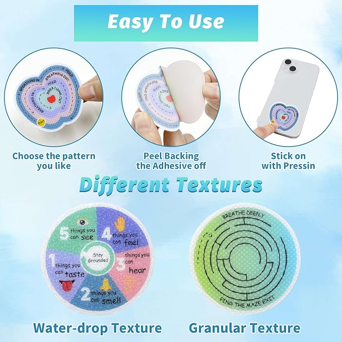 48 Pcs Sensory Strips Set – Anxiety Sticker Kit with Different Textures, 2 Textured Surface Tactile Stickers for Adults – Stress Relief Classroom Must Haves, Anxiety Relief Items