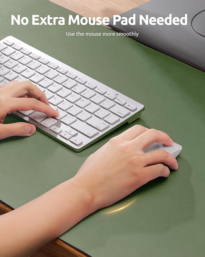 YSAGi Leather Desk Protector, Office Mat, Large Mouse Mat, Non-Slip PU Leather Blotter, Laptop Desk Mat, Waterproof Writing Pad for Office and Home (Bamboo Green, 31.5" x 15.8")