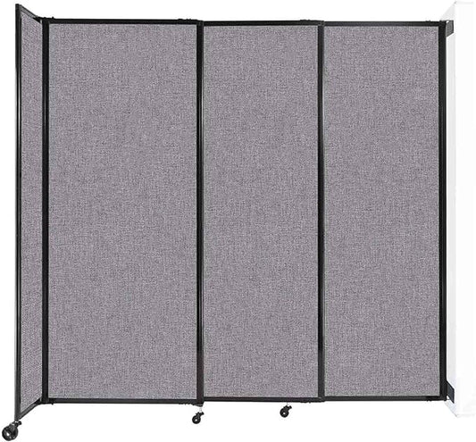 Wall-Mounted Sliding StraightWall Room Divider | Adjustable Widths | Locking Wheels | Room Separator | Up to 7'2" Wide x 6'10" Tall Cloud Gray Fabric Panels