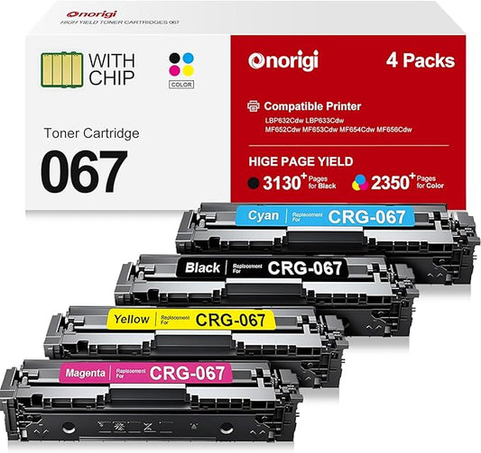067 Toner Cartridges Set Compatible with Canon 067 067H Toner cartridges for Canon imageClass LBP633Cdw, LBP632Cdw, LBP631Cw, MF651Cw, MF653Cdw, MF654Cdw, MF655Cdw, MF656Cdw (067, 4 Pack)