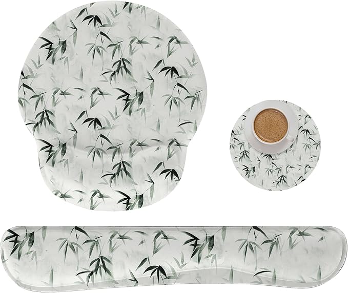 RICHEN 3 PCS Computer Mouse Pads for Desk with Coaster Set, Non-Slip Keyboard Wrist Rest and Mouse Pad Set, Ergonomic Design(YKMWR-56)