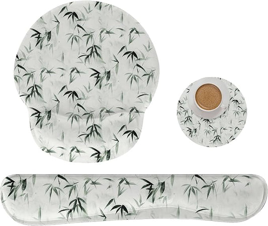 RICHEN 3 PCS Computer Mouse Pads for Desk with Coaster Set, Non-Slip Keyboard Wrist Rest and Mouse Pad Set, Ergonomic Design(YKMWR-56)