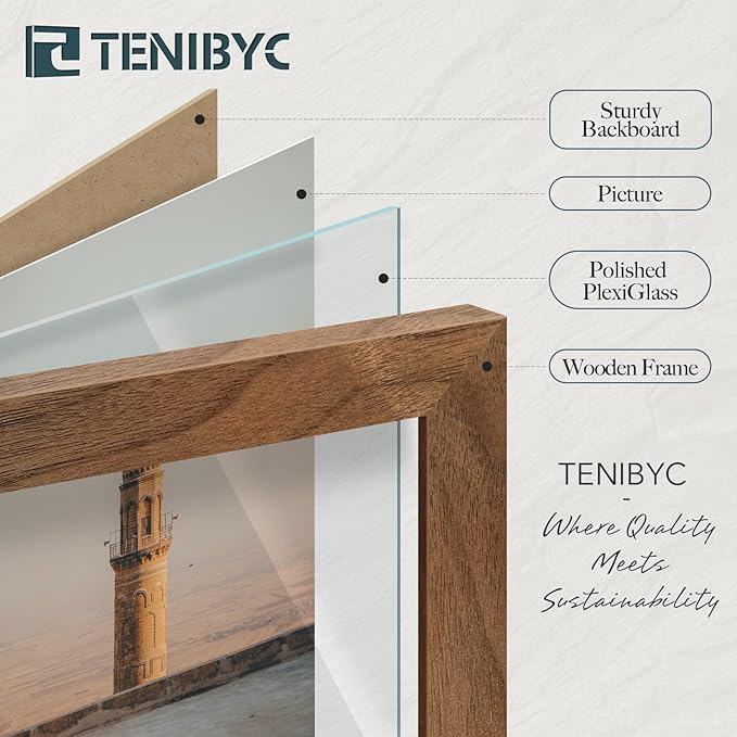 14x24 Picture Frame 3 Pack - Brown Walnut, Natural Solid Wood Poster Frame, Wall Gallery Frame