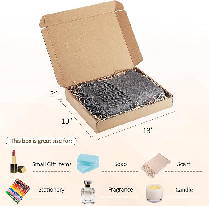 Eupako 13x10x2" Brown Shipping Boxes Corrugated Box Mailers 20 Pack Cardboard Shipping Boxes for Small Business, Mailing