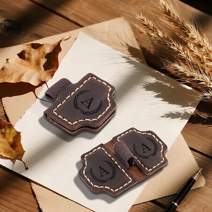Artlaza Personalized Magnetic Leather Bookmark with Pen Holder - 26 Letters Custom Book Mark with Name Initial Engraved Book Marker for Readers, Book Lovers, Travelers - Gift for Women & Men(Brown，M