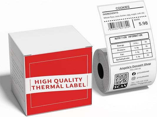 Thermal Labels - 1.96"X1.18" (50X30MM), Compatible with Label Maker Machine M100/ M110/ M150/ M220/ M250/ M108/ M221, Multi-Purpose Adhesive Thermal Labels, Black on White, 230 Labels/Roll