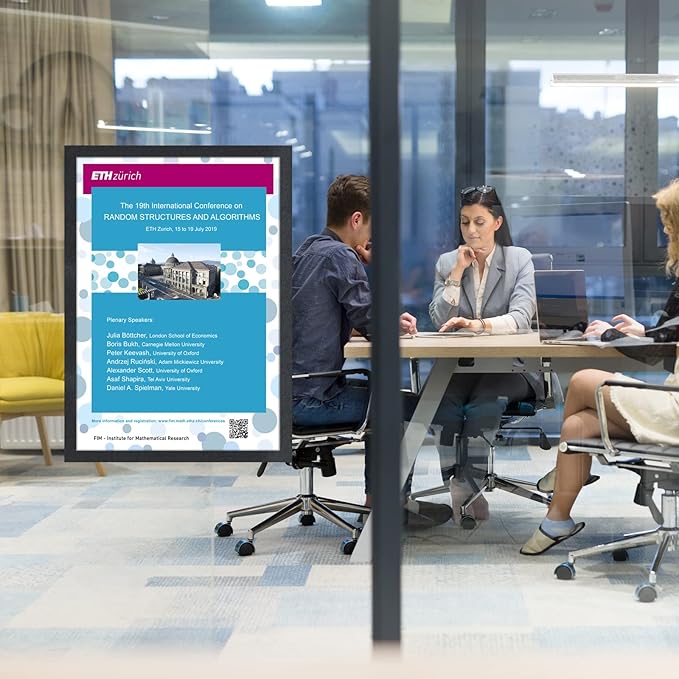 11"x 17" Self Adhesive Magnetic Sign Holder, Double Sided Window Magnetic Display Frame with Clear PVC and Strong Magnetic for Office/Home/Store/Door/Glass/Wall Display Frame(Black,10Pack)