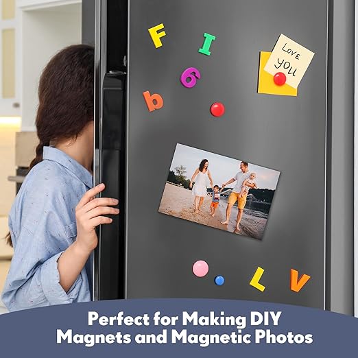 Macarrie 4 x 6 Adhesive Magnetic Sheets with Adhesive Backing Cuttable Magnetic Paper Stickers Flexible Peel and Stick for Picture Crafts Die Storage Photos(64 Pcs)