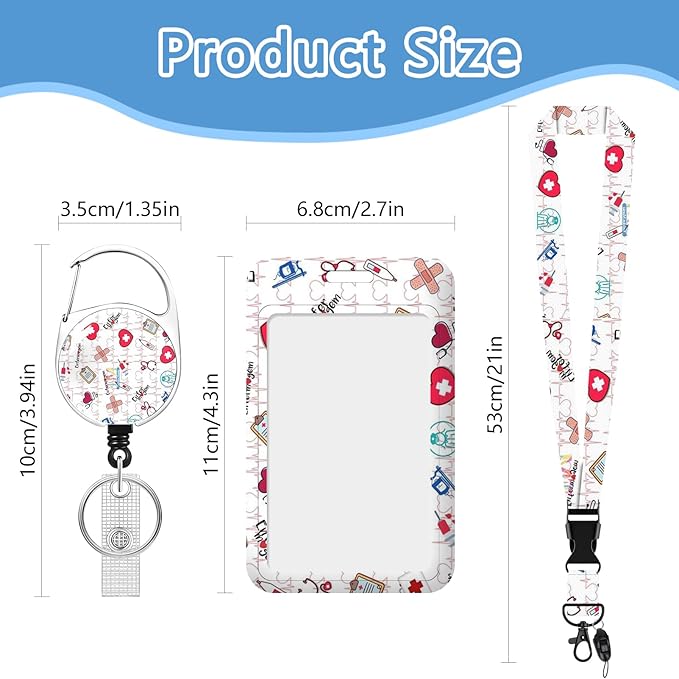 Nurse Badge Reel Pharmacy Lanyards for Id Badges, ID Badge Holder with Retractable Lanyard, ID Holder with Keychain Clips Heavy Duty, RN Name Tag ID Card Holder Doctor Women Office Gift