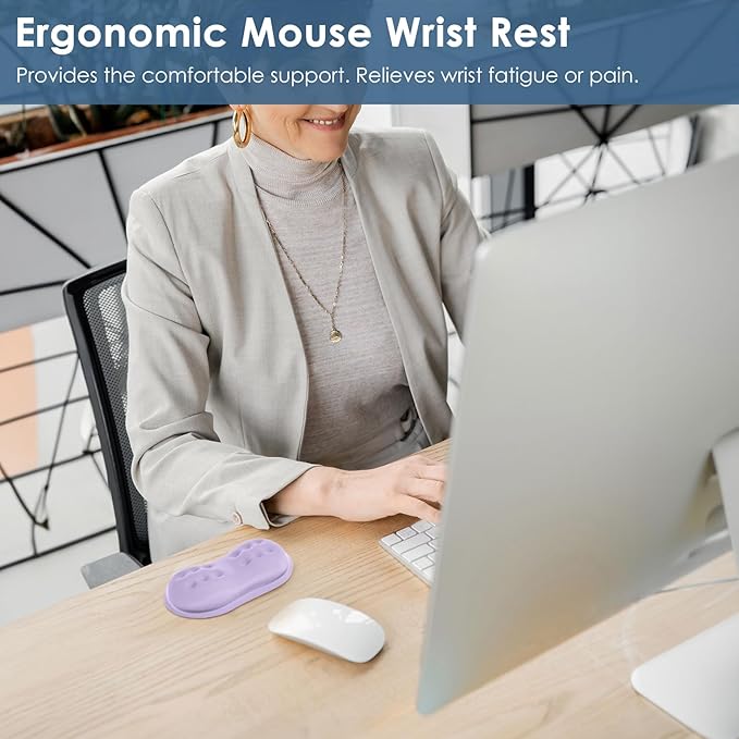 VANKEY Mouse Wrist Rest, Soft Mouse Wrist Support Pad with Memory Foam, Non-Slip Base (Periwinkle Color)
