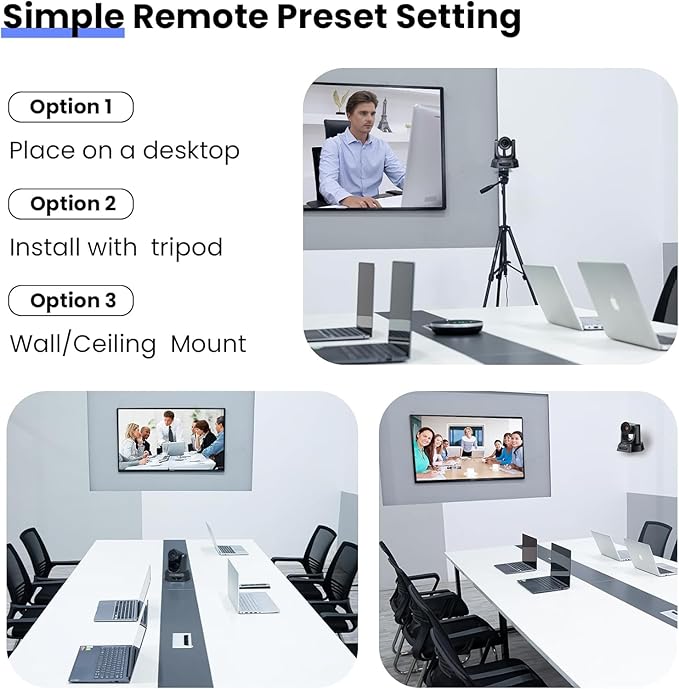 Wireless Conference Room Webcam, Church Live Streaming 10X USB 1080P 60fps PTZ Camera for Worship Services Online Conference, Works with Zoom, Skype OBS