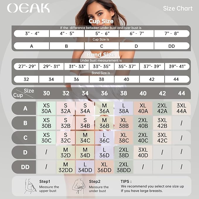 OEAK Womens Wireless Bras Comfortable Push Up Bra No Underwire Bra Full Support Lift Bralette Everyday Seamless Tshirt Bras