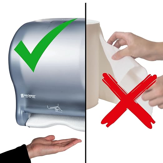 San Jamar Classic Paper Towel Dispenser Smart Essense Electronic Roll Towel Dispenser for Bathroom, Kitchens, and Restaurants, Plastic, 9.75 x 14.50 x 12.50 Inches, Blue