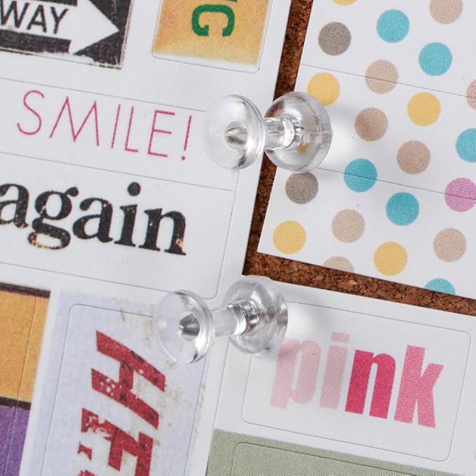 Yalis Push Pins 600 Count, Standard Clear Thumb Tacks Steel Point and Clear Plastic Head