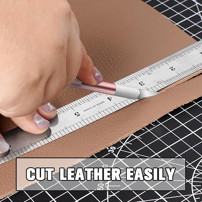 DIYSELF 2 Pack Exacto Knife for Crafts, Precision Knife Exacto Blades, Hobby Knife for Models, Craft Knife for Scrapbooking, Carving Knife for Stencil, Art, 20 Extra Blades (Pink)