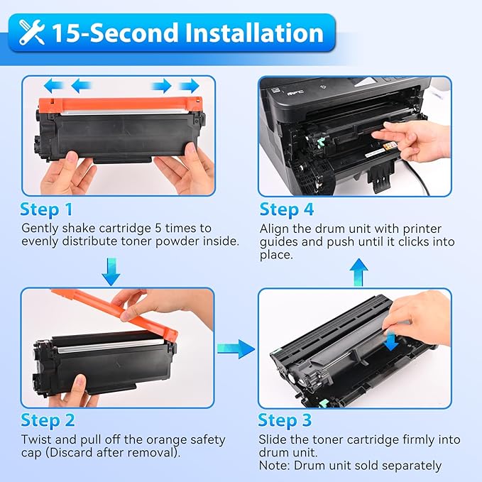 ZIPRINT 4-Pack TN660 Toner Cartridge Compatible with Brother Printer, TN-660 TN630 High Yield for HL-L2300D HL-L2305W HL-L2320D HL-L2360DW HL-L2380DW DCP-L2540DW DCP-L2520DW MFC-L2700DW MFC-L2740DW