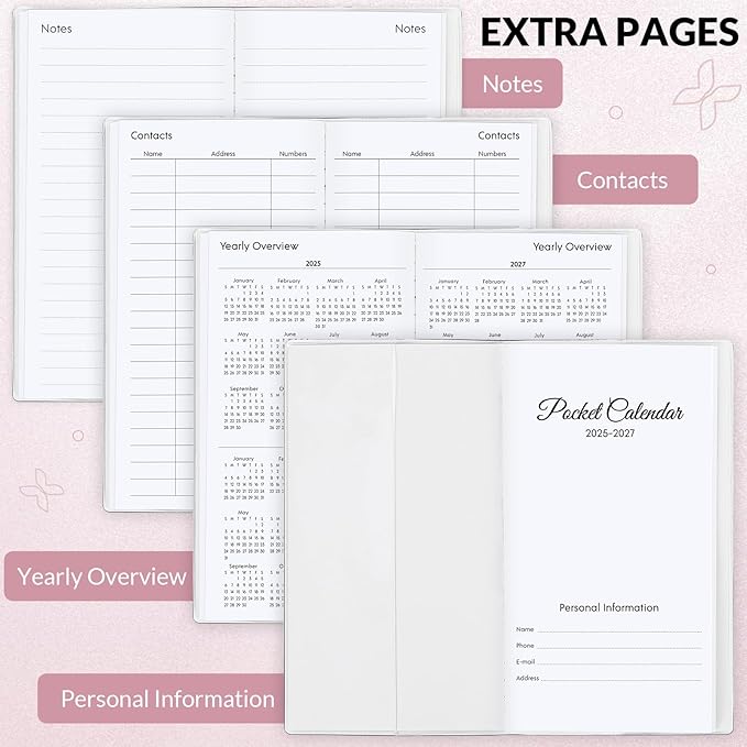 Christian Pocket Calendar 2026-2027, Monthly Planner 2025-2027 - 3.7" x 6.7" - Runs from July 2025 Until December 2027, Pocket Calendar 2026 with PVC Cover for Office, School & Home Supplies