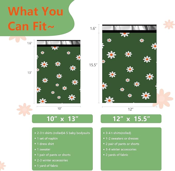 Poly Mailers 12x15.5 inch 50 Pcs - Cherry printed Shipping Bags, 2.4mil Thickness, Waterproof and Tear Resistant Mailing Envelopes, Self-Sealing Packaging Bags for Small Business