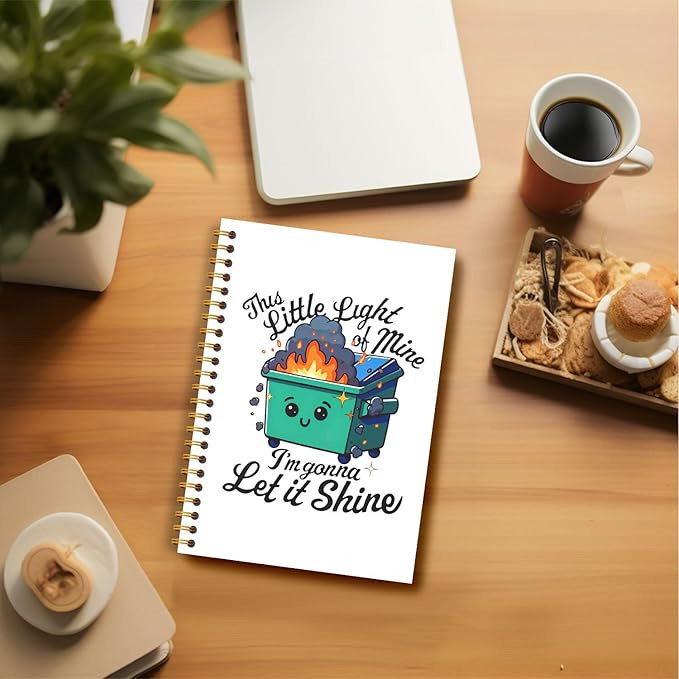 This Little Light of Mine Dumpster Fire Notebook, Funny Notebook Journal for Coworkers, Funny Office Supplies, Coworker Sarcastic Gifts, Hardcover Spiral Notebooks 5.5x8.3 Inch