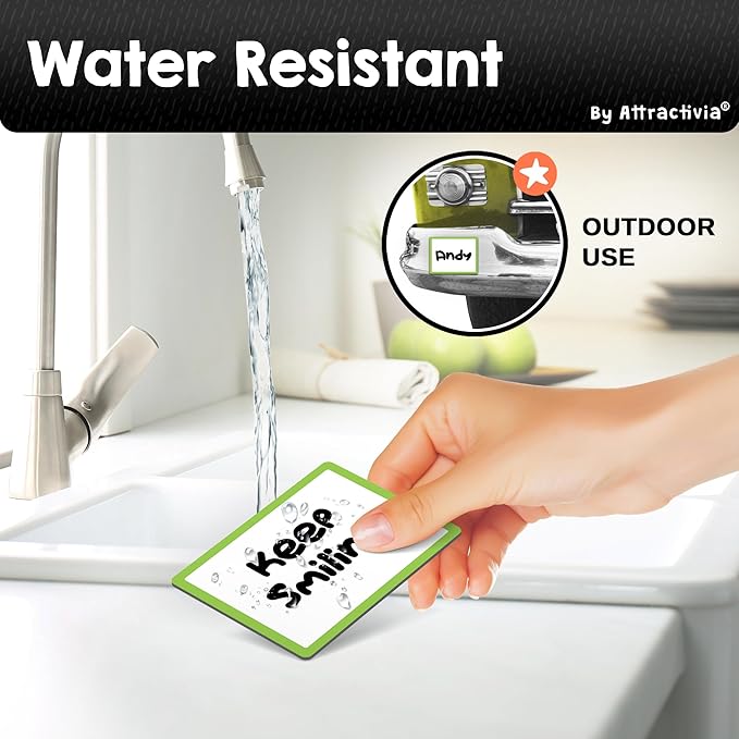 Dry Erase Magnetic Labels 3.7 x 2.8 in, Color Borders, Medium Dry Erase Magnets, 20-Pack, White Erasable Write-On All-Purpose Labels, for Office, Education, Home, Whiteboard