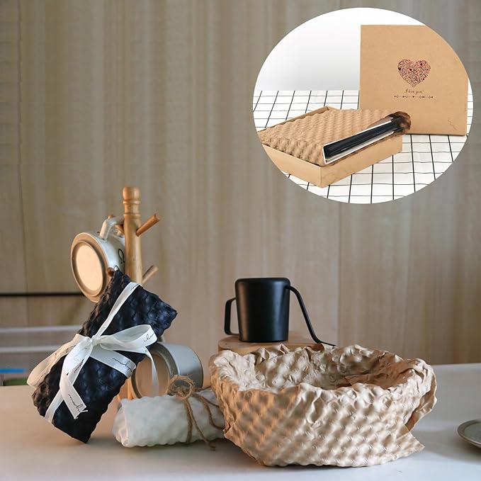 Bubble Paper Wrap 245ft*12in Packing Paper Sheets Durable Kraft Packing Paper for Moving Shipping and Storing Delicate Items Eco Friendly Packing Paper Alternative Paper Filler for Moving Boxes（Brown）