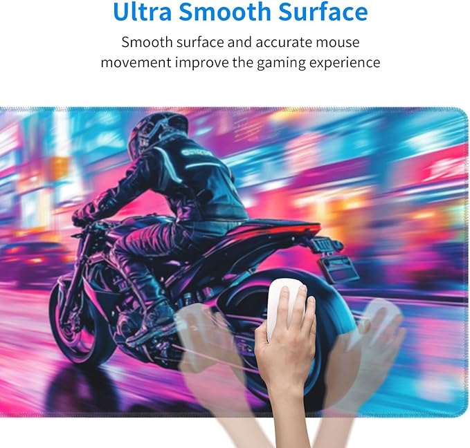 Motorcycle Mouse Pad 31.5 X 11.8 Inch Big Desk Rubber Base Stitched Edges Keyboard Pad XXL Mouse Mat for Home Game and Office