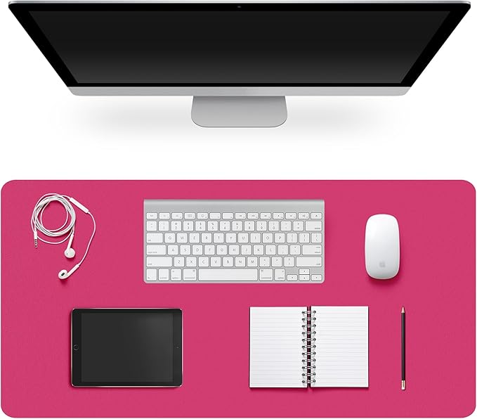 Leather Desk Pad Protector,Non-Slip Desk Pad,on-Slip PU Leather Large Mouse Pad,Easy Clean Desk Protecor Mat,Writing Pad for Office Work/Home/Decor(Rosepink, 35.4" x 17")
