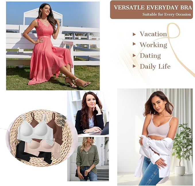 OEAK Womens Wireless Bras Comfortable Push Up Bra No Underwire Bra Full Support Lift Bralette Everyday Seamless Tshirt Bras