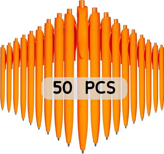 BallPoint Pens, 50 Pack (BLACK Ink),Bulk Pens, Orange Barrel, Click Pens for Office Home and School, Retractable Ballpoint Pens, Medium Point, 1.00MM (Orange)