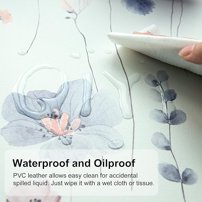 QIYI Large Mouse Pad for Desk, Watercolor Floral Computer Desk Mat for Keyboard and Mouse, Non-Slip Rubber Waterproof Leather Desk Pad, Flowers Gaming Mousepad Office Desk Accessories, 31.5" x15.7"