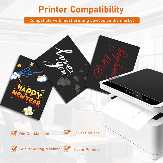 100 Sheets Black Shimmer Cardstock 8.5 x 11 Printer Paper, 92lb Heavyweight Construction Paper Card Stock for Wedding invitations, School Crafting, Thank You Cards, Making Card