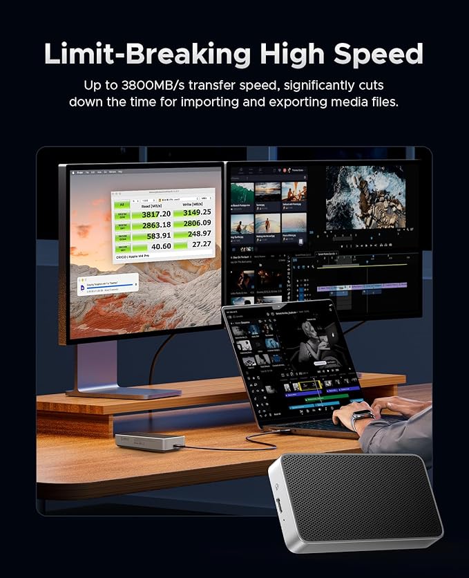ORICO 2TB USB4.0 External SSD 3800MB/s(40Gbps) - Ultra-Fast Portable NVMe SSD, Compatible with Thunderbolt 3/4, Fanless Aluminum Design for Photographers, Video Editors X40