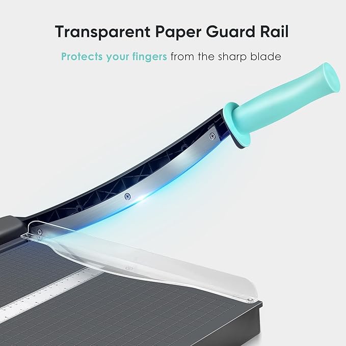 Paper Cutter, A4 Paper Trimmer with Safety Guard, 12" Cut Length Paper Cutting Board, Guillotine Trimmer with 16 Sheets Capacity, Paper Slicer for Scrapbooking Craft, Coupon, Label, Cardstock
