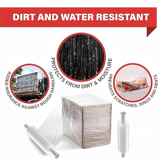 Stretch Wrap with Handle Industrial Strength 2 Pack 11" x 1000 Ft 60 Gauge Thick (15 Micron) Shrink Wrap Roll for Moving Supplies, Furniture, Pallets, Plastic Wrap for Packing, Heavy Duty Stretch Film