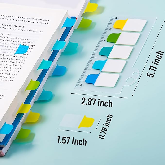Golcellia 6 Pcs Sticky Tabs - 600 Sheets 5 - Color Notebook Index Tabs - Sticky Flags, Page Tabs - Durable Divider & Binder Tabs for Books & Bibles