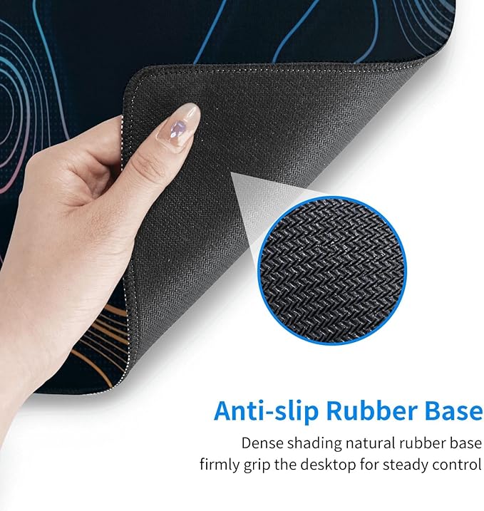 Topographic Contour Map XL Mouse Pad 31.5 x 11.8 Inch Gaming Mousepad Extended Large Mousepad with Nonslip Rubber Base Stitched Edges Laptop Desk Pad Home Office Supplies